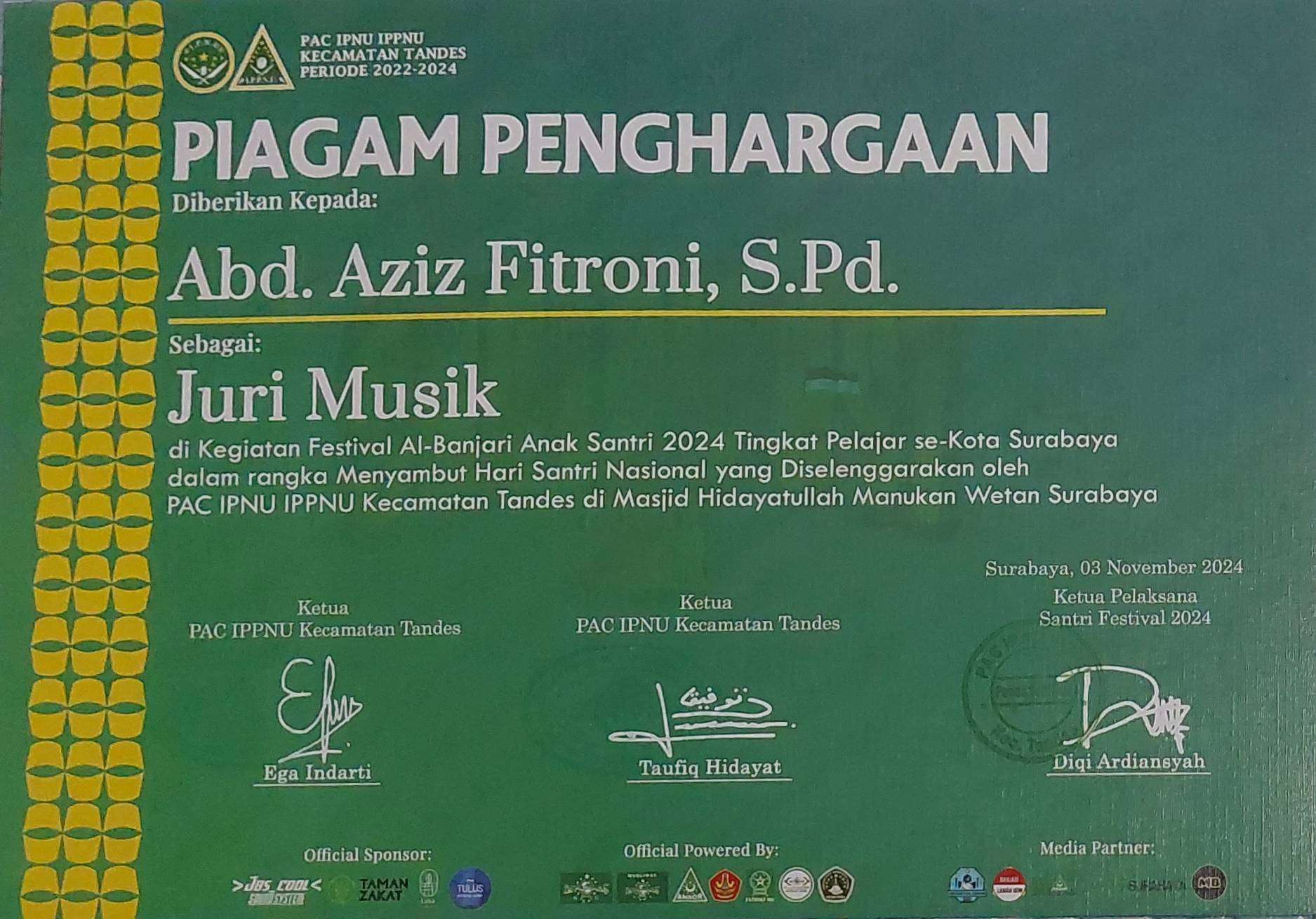 Juri Musik Festival Al-Banjari Tingkat Pelajar Se-Kota Surabaya