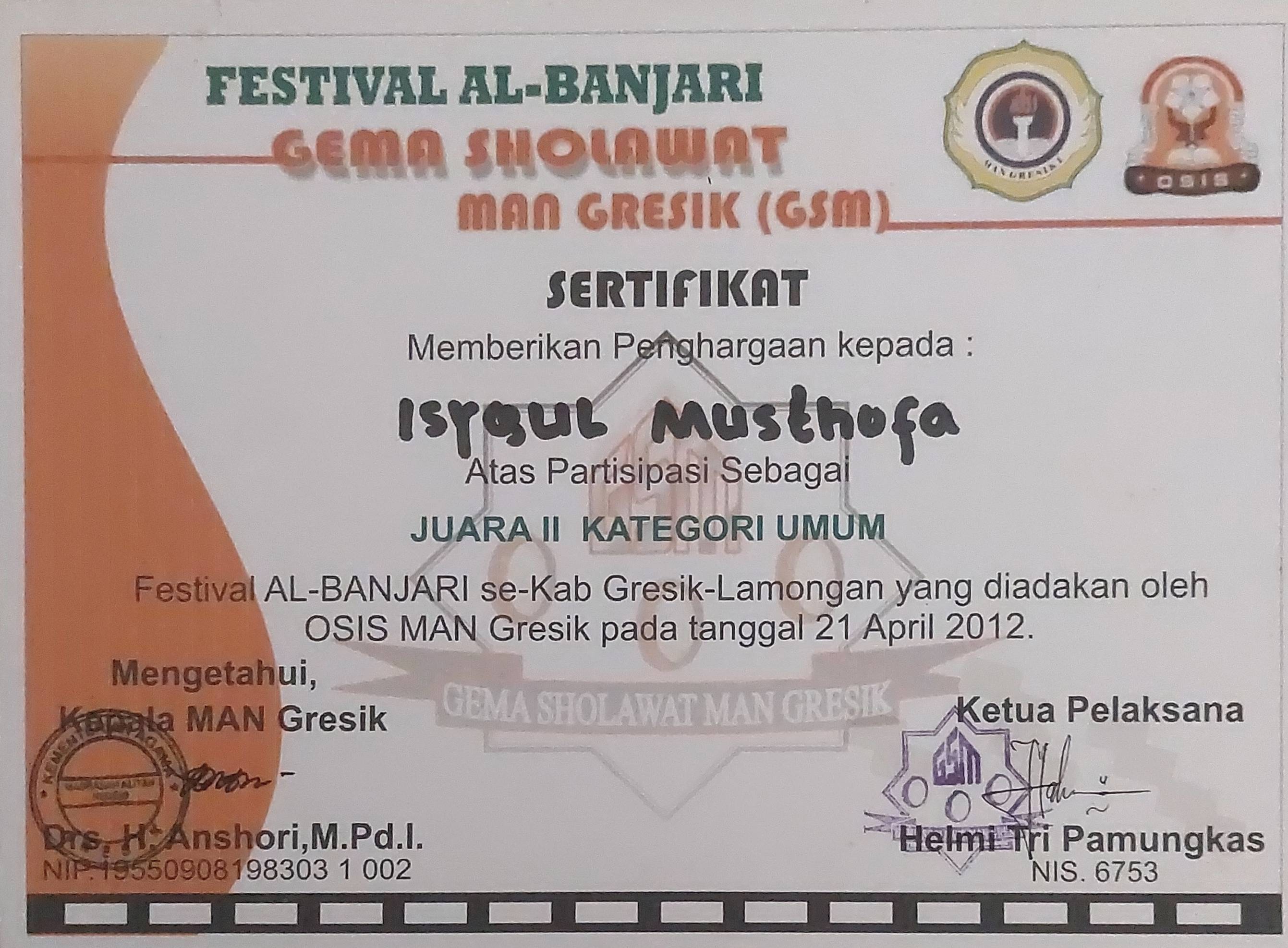 Juara 2 Festival Al-Banjari Se- Gresik - Lamongan