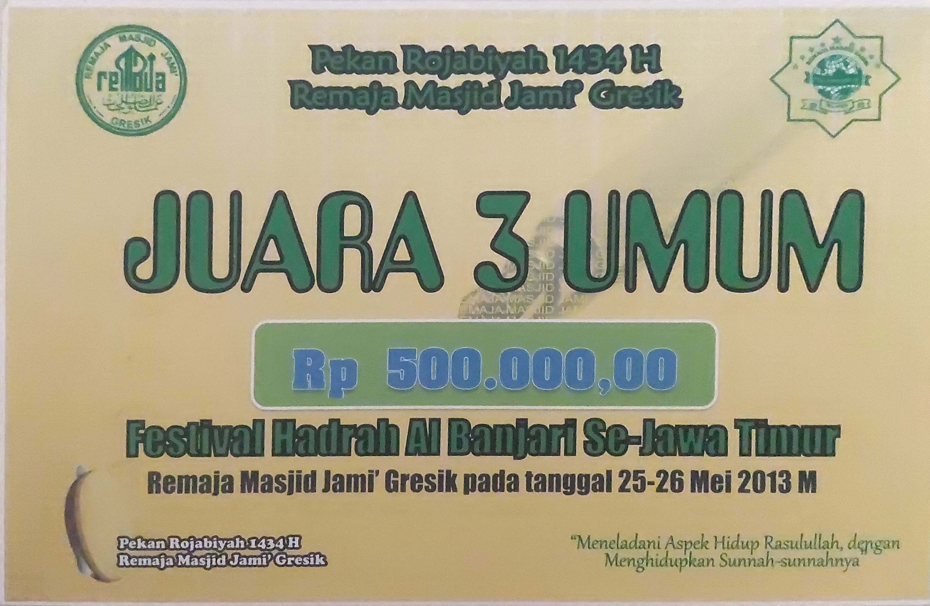 Juara 3 Lomba Banjari Se-Jawa Timur