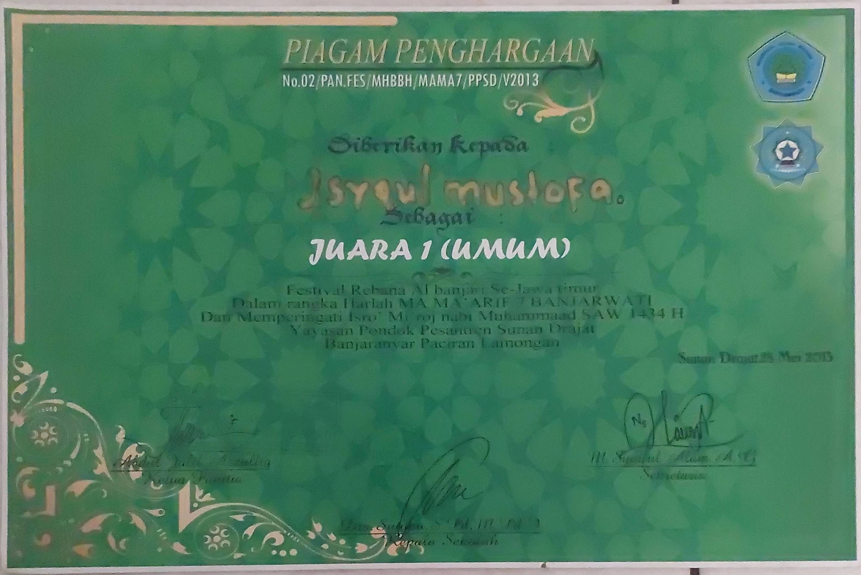 Juara 1 Festival Banjari Se-Jawa Timur