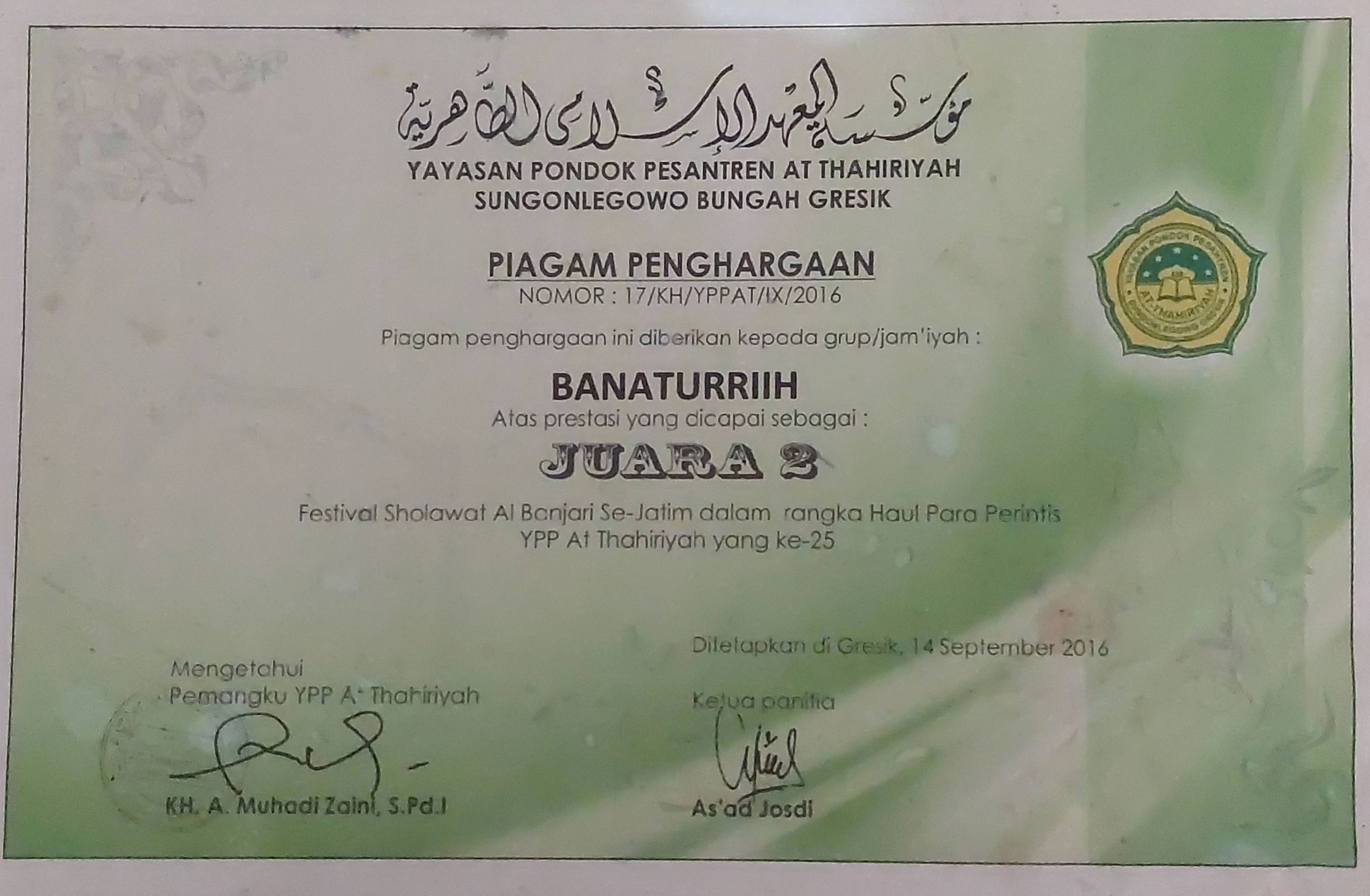 Juara 2 Festival Al-Banjari Se-Jawa Timur